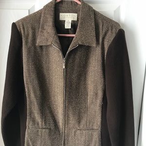 NORTON MCNAUGHTON JACKET 14 brown herringbone